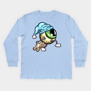 Eyeball Sleepy Tired Rockabilly Tattoo Cartoon Style Eye Kids Long Sleeve T-Shirt